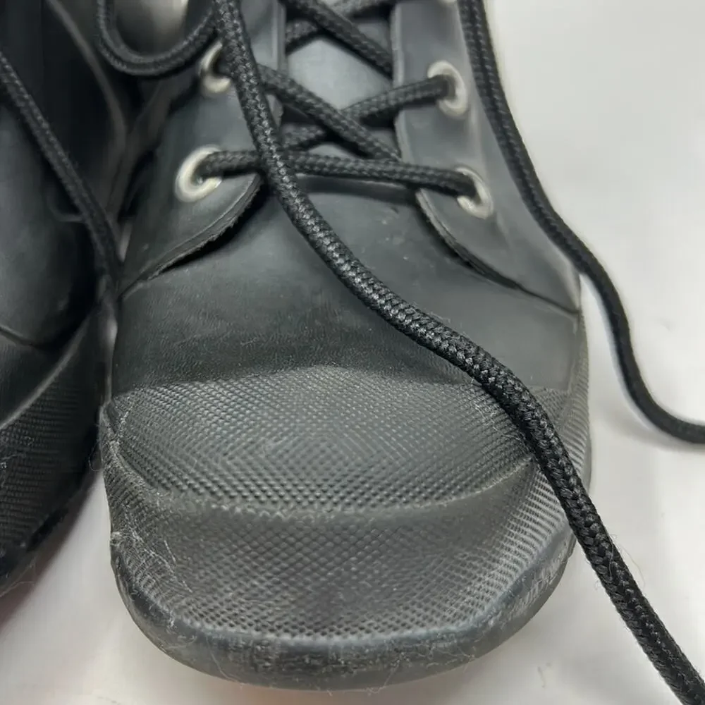 Lauren Ralph Lauren Mikenna Women's Black Rubber Lace Up Ankle Boots Size 6